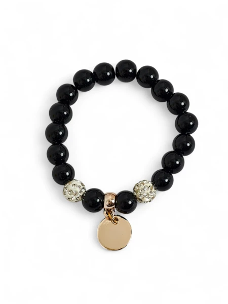 Callista Nero Bracelet – Black Ceramic Beads with Italian Accent