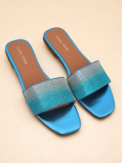 Royalfashion Women's Flip-Flops with Zircons ShinyGlow