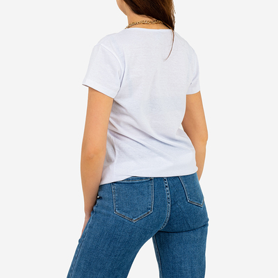 Ladies 'White Printed T-Shirt - Clothing