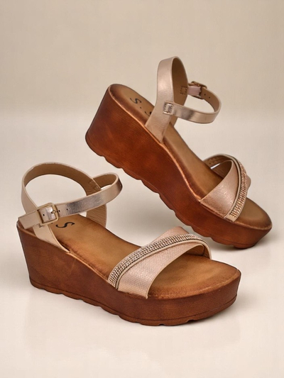 Женские wedges-сандалии Royalfashion с Rhinestones и блестками Aurora Glow