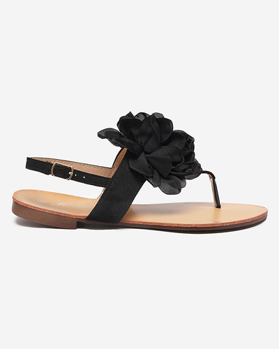 Women's black sandals with a flower Nerikala - Footwear