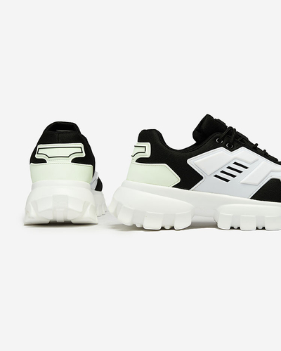 Royalfashion White and black fabric sports sneakers for men Lamkim