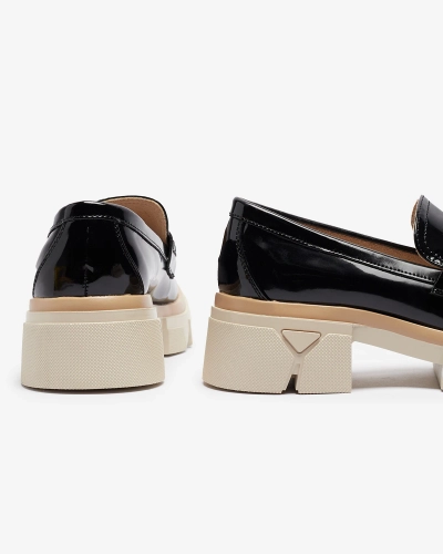 Черные женские мокасины из лакированной экокожи Sepop- Footwear