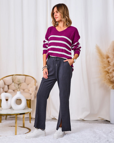 Royalfashion Темно-серые вельветовые женские брюки