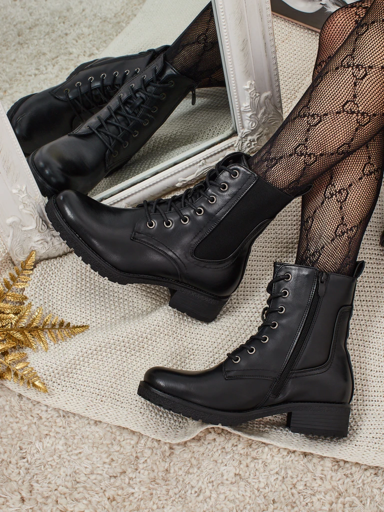 Eco-leather laced women's ankle boots Orlastea