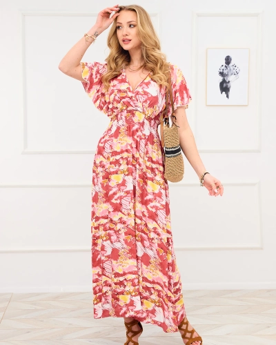 Punane naiste pikk kleit moekate mustritega - Rõivad