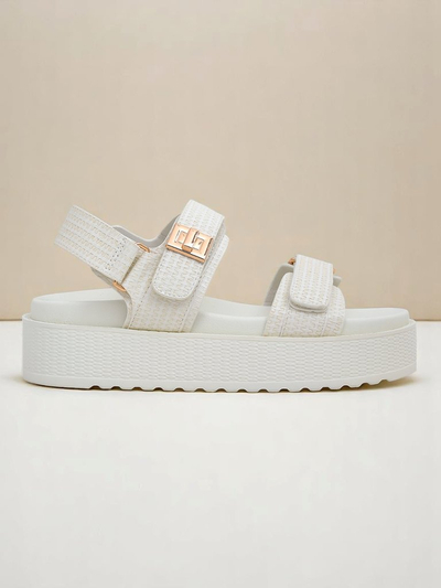 Royalfashion Kallisto – White women's platform sandals, ecological leather