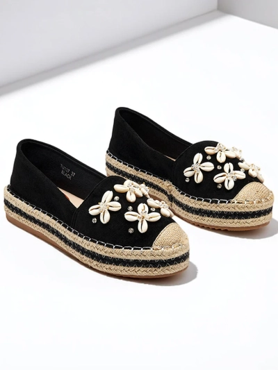 Mustad naiste espadrillid platvormil kaunistustega Izira - Jalatsid