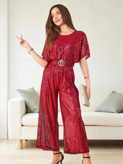 Royalfashion Long kvinnors jumpsuit med paljetter