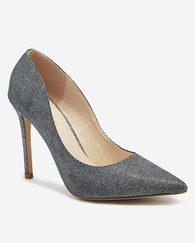 Графитовые голографические женские туфли на шпильке Soddo- Footwear