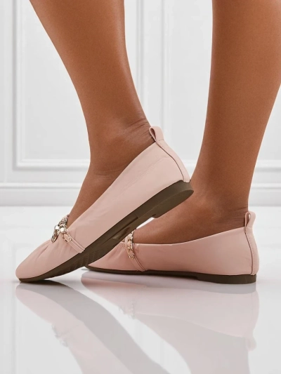 Розовые балетки Callista из экокожи с цепочкой – стильные на весну и лето