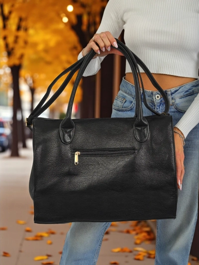 Naiste kott Aristea Nero must öko-nahk 41x31 elegantne