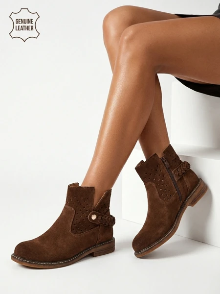 Ažuursed naturaalsest nahast naiste poolsaapad Unimi