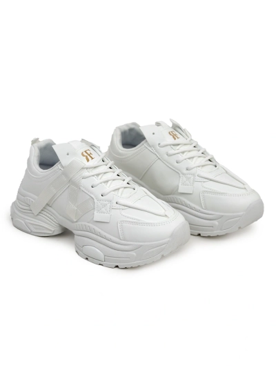 Women's white Arete eco-leather sneakers, flat heel, spring collection