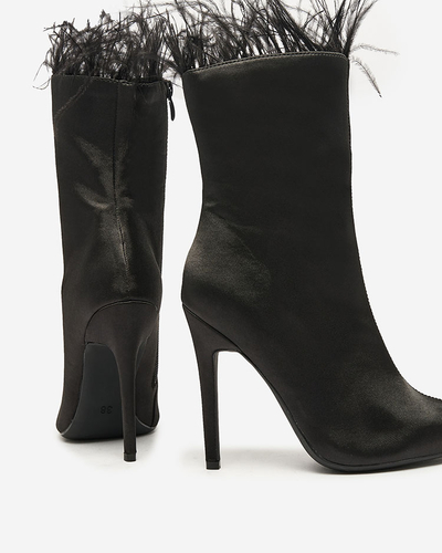 Royalfashion Черные женские перьевые сапоги Wenelika