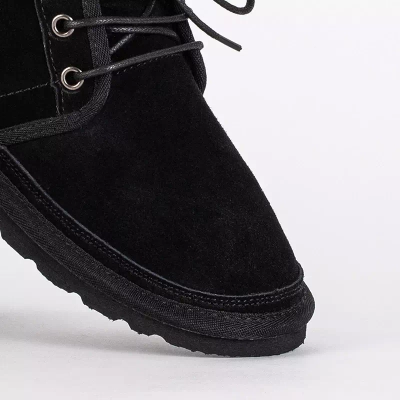 OUTLET Black children's short lace-up snow boots Tibilis- Footwear