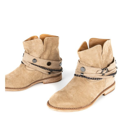Beige cowboy boots on a Salem wedge heel - Footwear