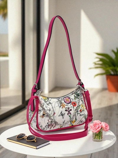 Royalfashion Väike naiste käekott ökonahast, lillemustriga Lily Bloom