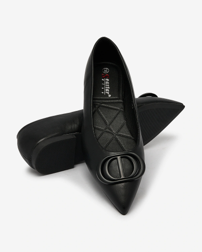 Royalfashion Black women's pointed-toe ballerinas with Manixy nose embellishment