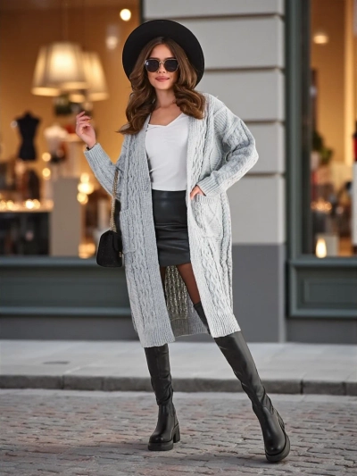 Royalfashion Kvinnor's stickad poncho tröja