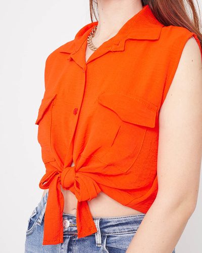 Orange crop top blouse fastened with buttons - Clothing