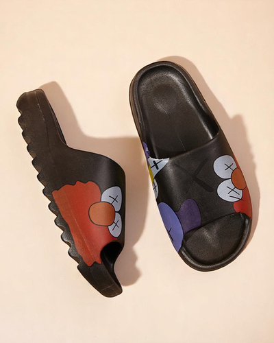 Royalfashion Black rubber flip-flops for women with print Pfizz