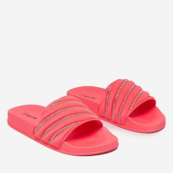 OUTLET Coral women's slippers with cubic zirconia Mytaris - Footwear