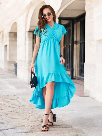 Royalfashion Naiste midi kleit ebaühtlase hemiga