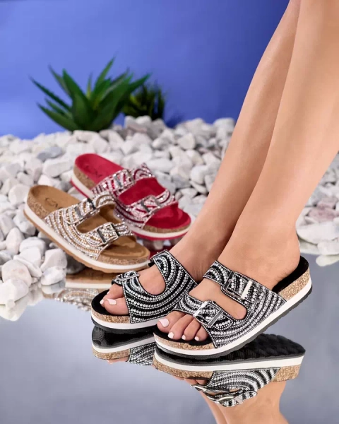 Naiste tsirkooniumoksiidiga mustad sussid Lalud-Footwear