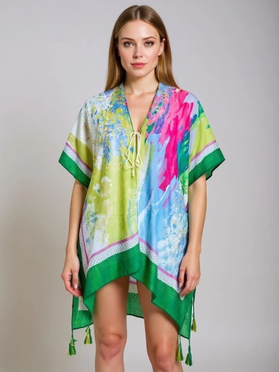 Парео женское Royalfashion Callista разноцветное до колен V-образный вырез
