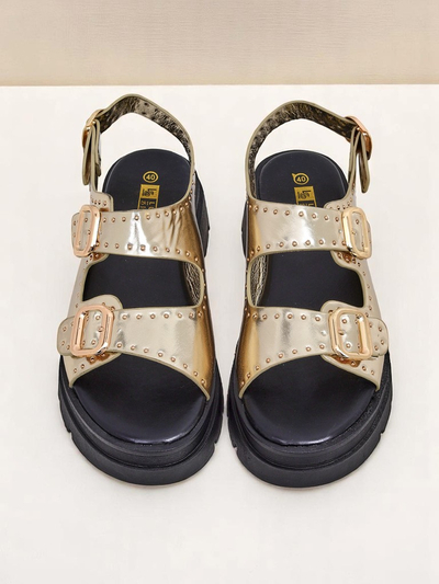 Royalfashion Naiste sandaalid paksu tallaga kivikestega Rocky Chic