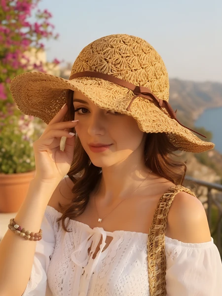 Royalfashion Women's Straw Hat Bow Belle
