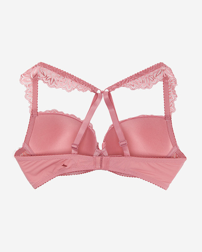 Women's bra with lace in dark pink color - Underwear