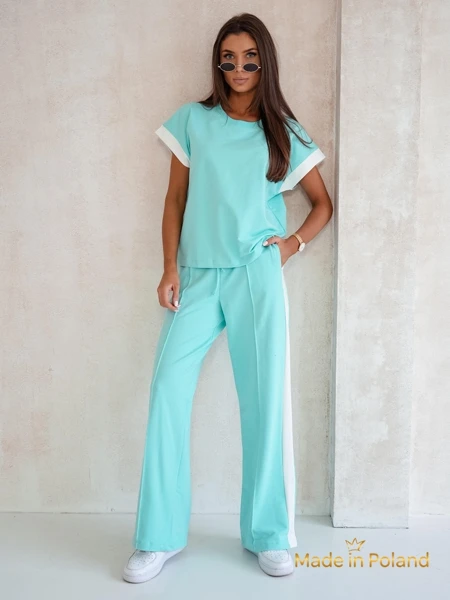 Turquoise Callista women's set - cotton set with wide trousers