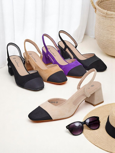 Royalfashion Women's Low Heel Pumps with Decorative Toe Eleganzo