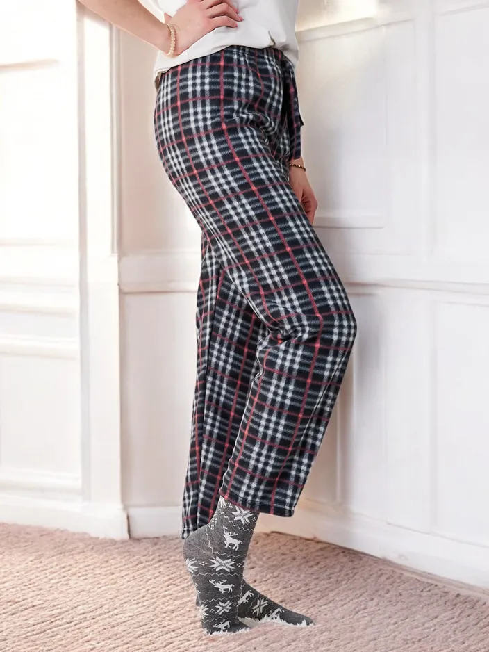 Royalfashion Хлопковые рождественские женские пижамные брюки в клетку