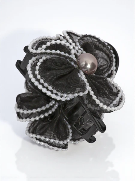 Royalfashion Hair Clip with Pearls and Tulle Flower