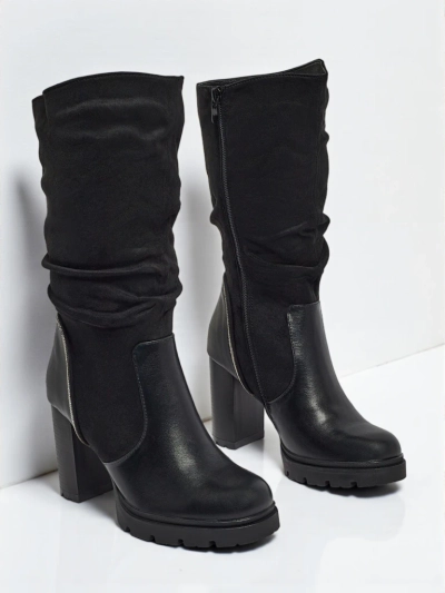 Women's Eco Suede Ankle Boots with a Gathered Upper Elyndra