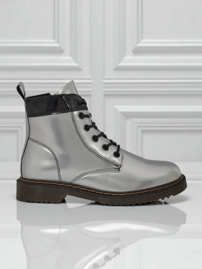 Женские ботинки серебряные Celestina Eco Кожа Патентная с молнией