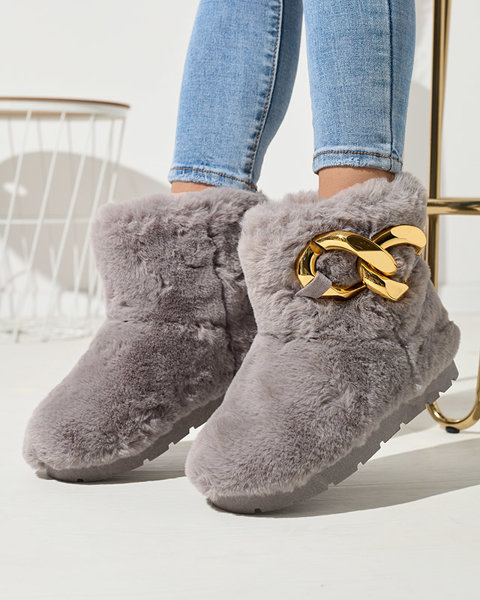 Grey women's snow boots with fur Sattopa- Footwear