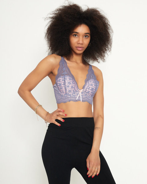 Pink women's bra with purple lace - Underwear