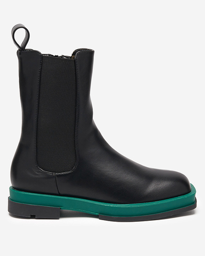Women's high boots with a square toe in black and green Litepi - Footwear