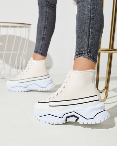 Women's cream insulated platform sports shoes a'la sneakers Retiha - Footwear