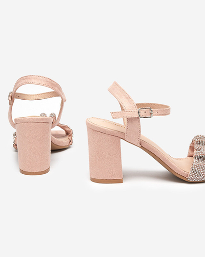 Roosad naiste sandaalid tsirkooniumoksiididega postil Trieste - Jalatsid