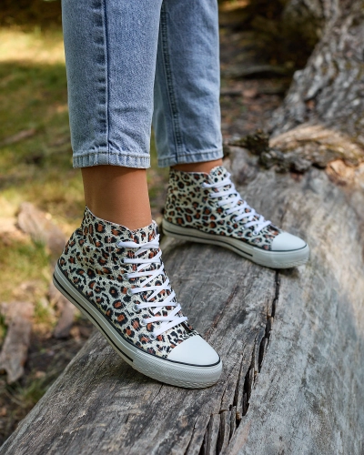 Royalfashion Naiste beežid, moe mustriga kõrged tossud Jungle Jive