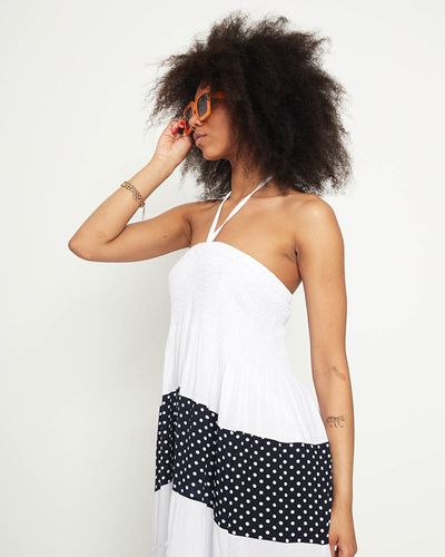 Valge täpiline maksiseelik PLUSS SUURUS - Riietus