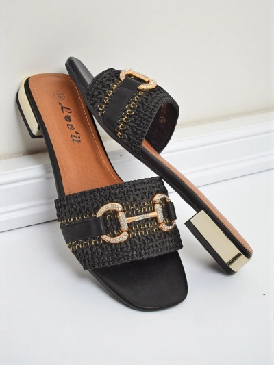 Royalfashion Women's Braided Flip-Flops with Aeterna Embellishment