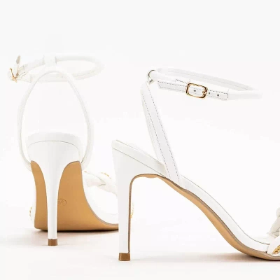 OUTLET White women's sandals on a high heel Tenedi - Footwear