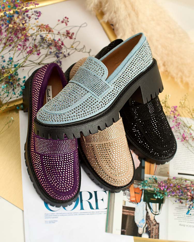 Royalfashion Женские мокасины с цирконами Epolls