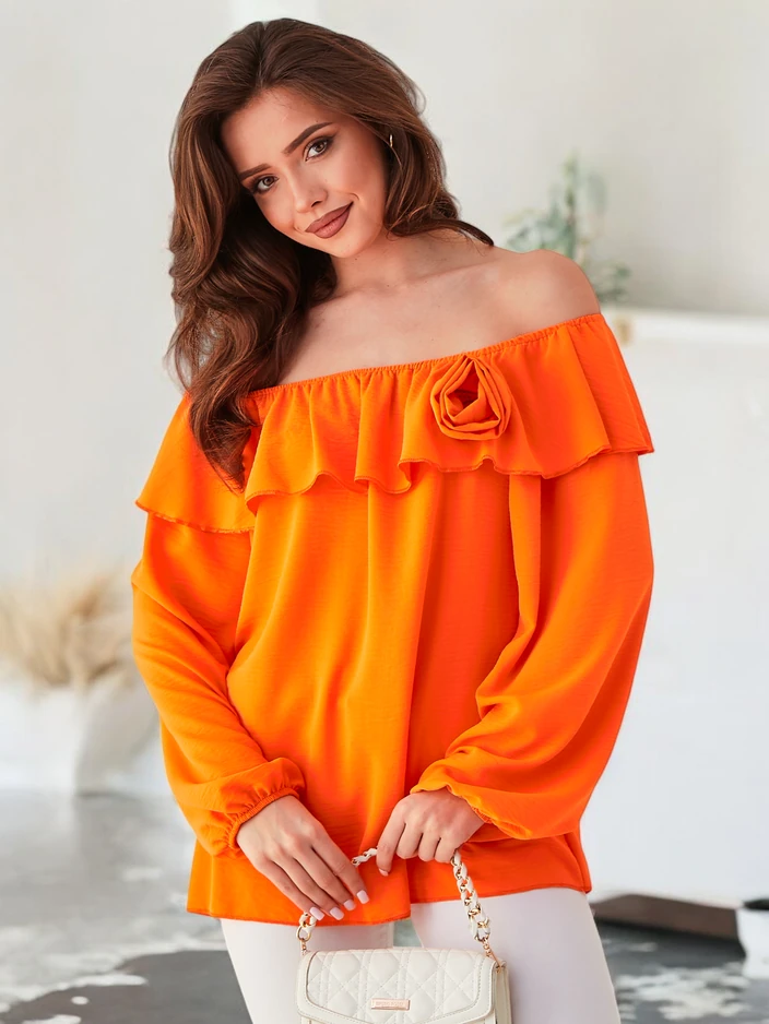 Royalfashion Naiste pluus hispaania stiilis volangidega ja lilledega